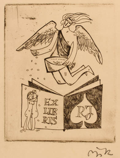 Exlibris by Valerijonas Vytautas Jucys from Lithuania for ? R. J. - Angel 