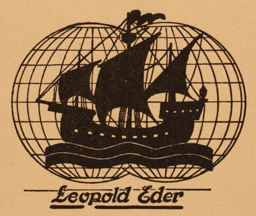 Exlibris by ? Unbekannt from Germany for Leopold Eder - Globe Ship/Boat 