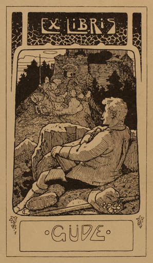 Exlibris by ? Unbekannt from Unknown for ? Güde - Castle/Palace Jugend Scenery/Landscape Knight 