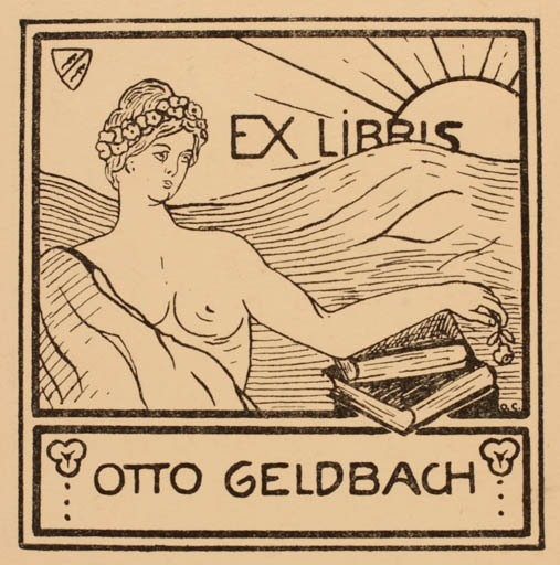 Exlibris by ? Unbekannt from Germany for Otto Geldbach - Woman Sun 