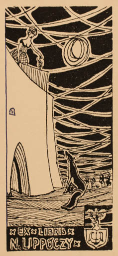 Exlibris by ? Unbekannt from Poland for Ing. Nobert Lippóczy - Fauna Woman 