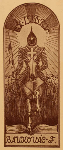 Exlibris by ? Unbekannt from Czech Republic for F. Baukovae - Knight Horseman/Rider 