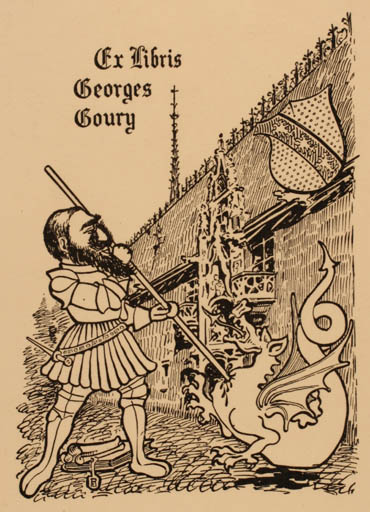 Exlibris by ? Unbekannt from France for Georges Goury - Sct.G. and the Dragon 