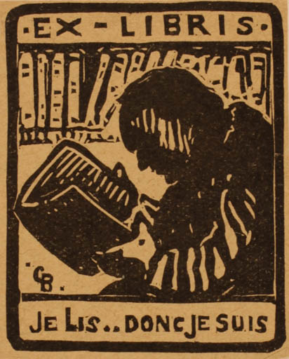 Exlibris by ? Unbekannt from Unknown for Je Lis Doncjesuis - Book Man 