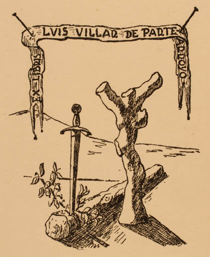Exlibris by ? Unbekannt from Unknown for Luis Villar de Parte - Tree Weapon 