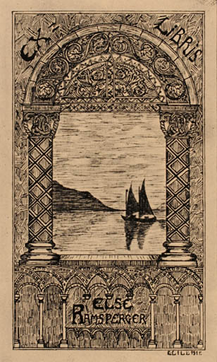 Exlibris by ? Unbekannt from Unknown for Else Ramsperger - Ship/Boat 