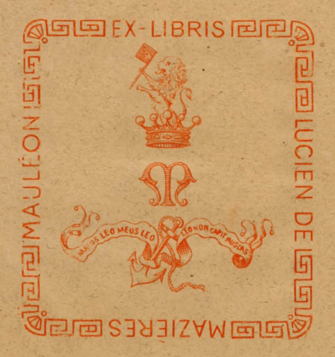 Exlibris by ? Unbekannt from France for Lucien de Mazieres - 