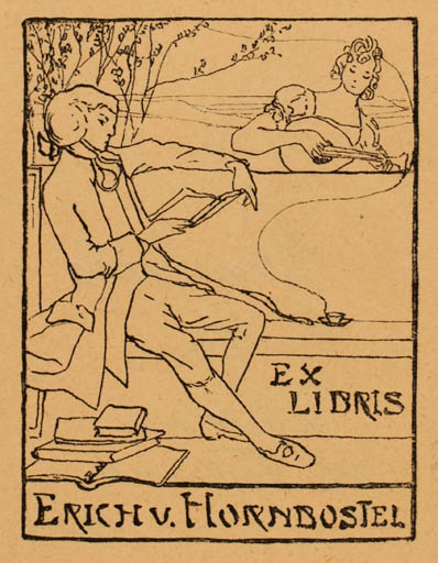Exlibris by ? Unbekannt from Unknown for Erich v. Hornbostel - Jugend Music Couple 